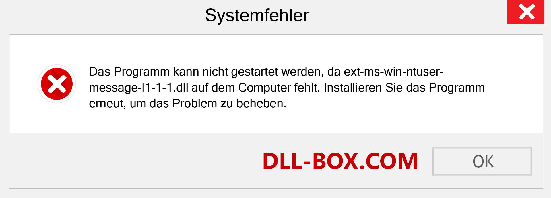 ext-ms-win-ntuser-message-l1-1-1.dll-Datei fehlt?. Download für Windows 7, 8, 10 - Fix ext-ms-win-ntuser-message-l1-1-1 dll Missing Error unter Windows, Fotos, Bildern